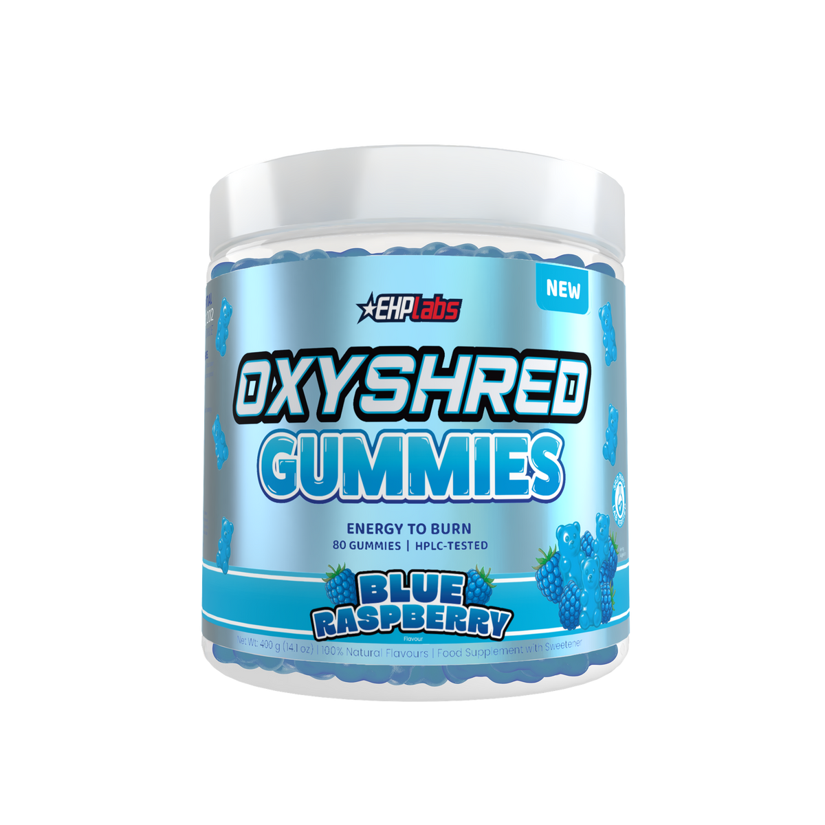 OxyShred Gummies Blue Raspberry 80 Count Gummies Frontal