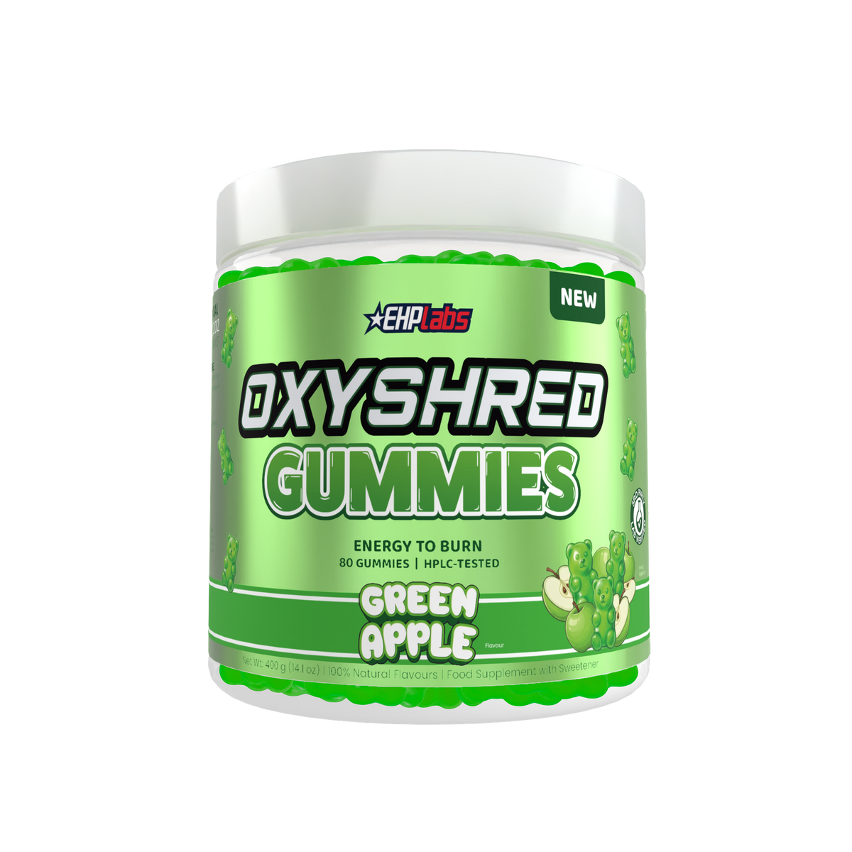 OxyShred Gummies Green Apple 80 Count Gummies Frontal